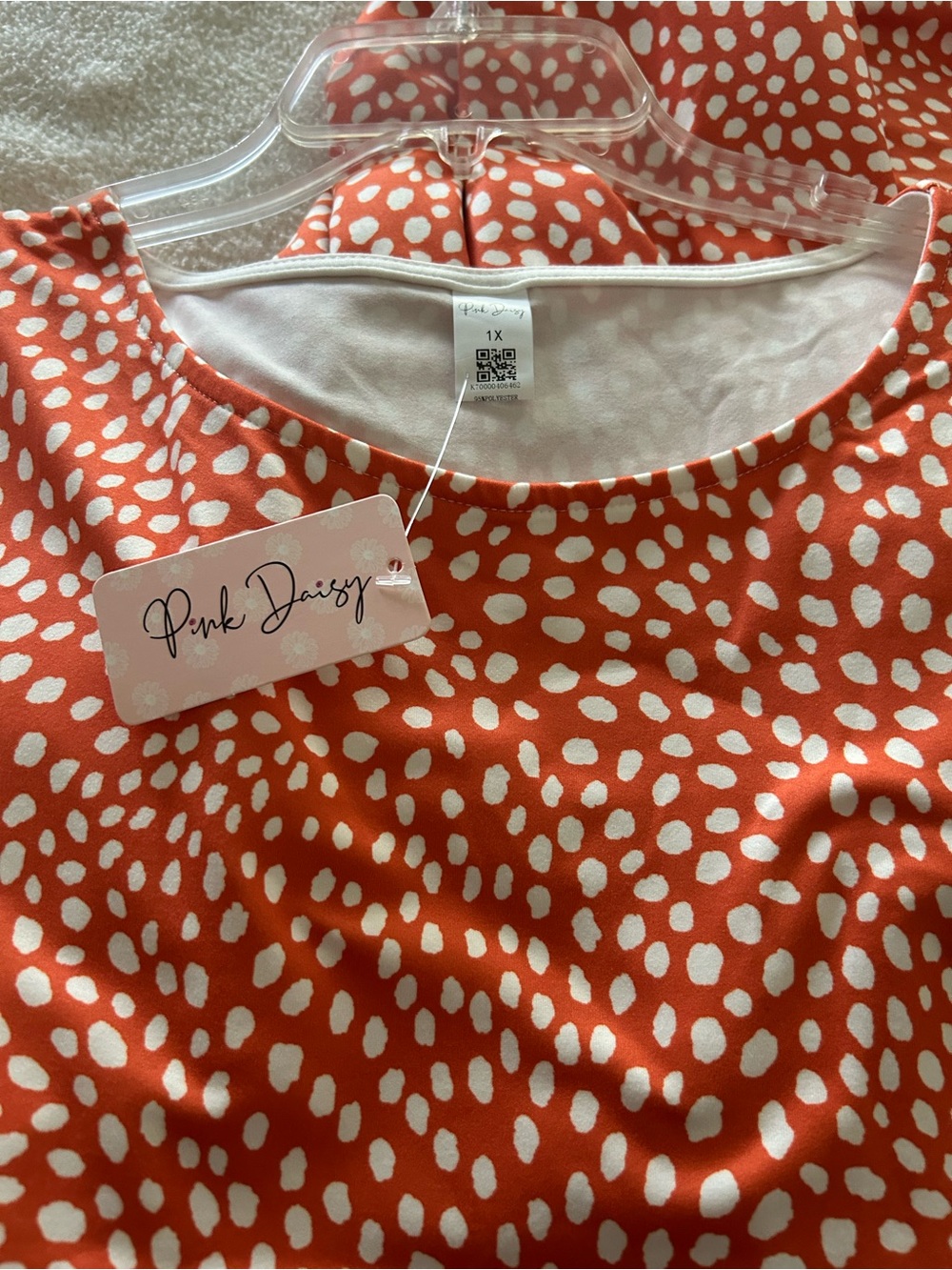 Coral Polka Midi Dress - 1X
